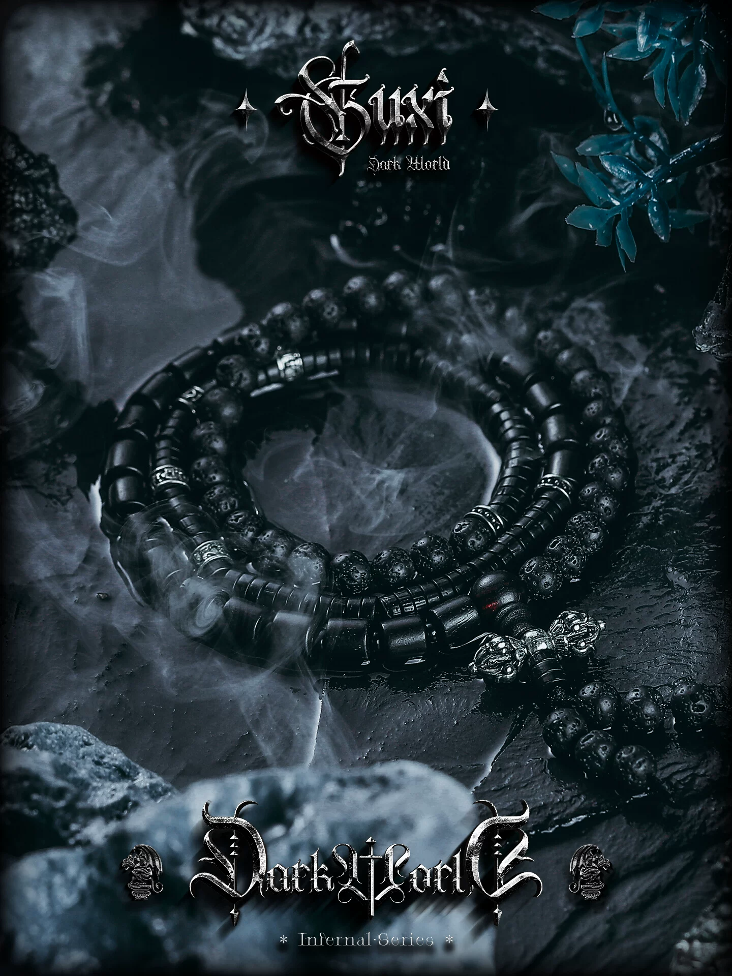 GUXI【金刚杵】国风檀木手链男高级感复古火山石手串珠子生日礼物