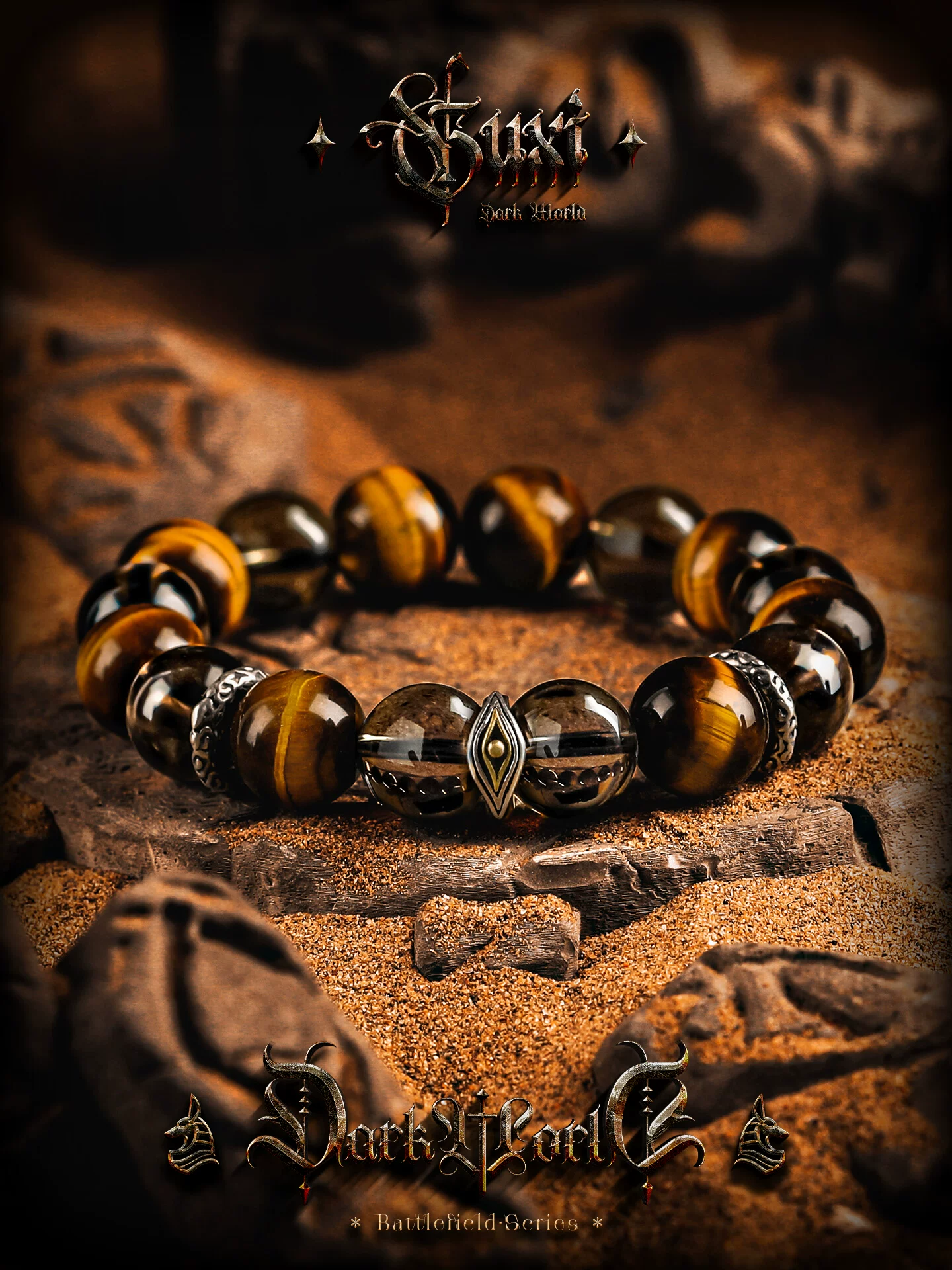 [Eye of Insight] Natural Tiger's Eye Stone Bracelet for Men, Tea Crystal Bead Chain, Smoky Quartz, Birthday Gift, New Year
