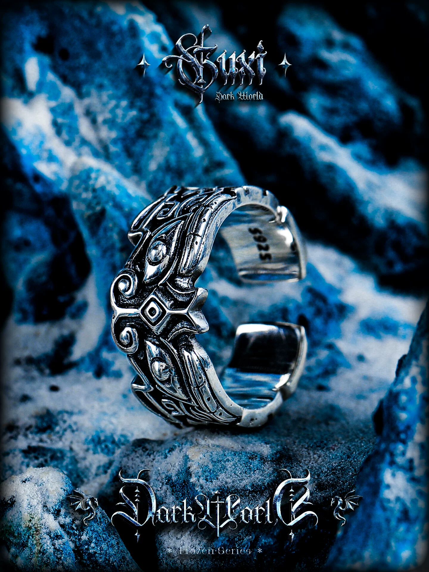 GUXI【吞金兽】原创小众设计925银戒指男生复古开口食指指环简约