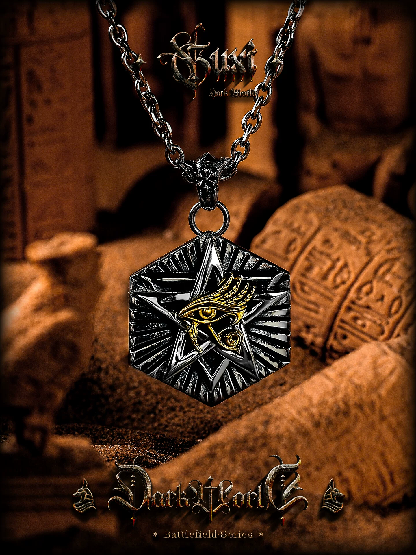 GUXI【浮瞑】小众设计荷鲁斯之眼项链男生复古吊坠送男友生日礼物