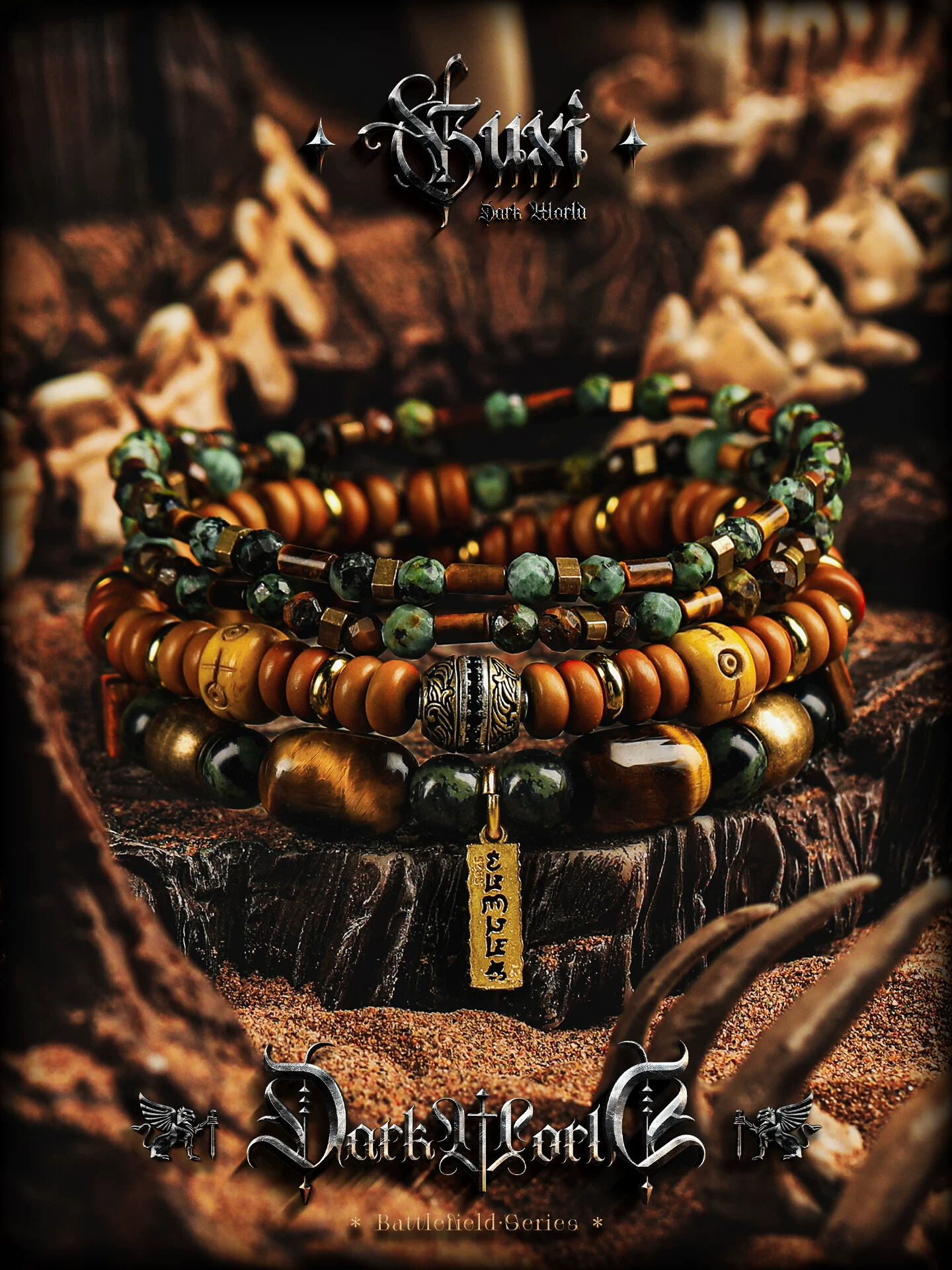 GUXI【辰祈】虎眼石手链男生高级感复古多圈叠戴手串小众礼物饰品