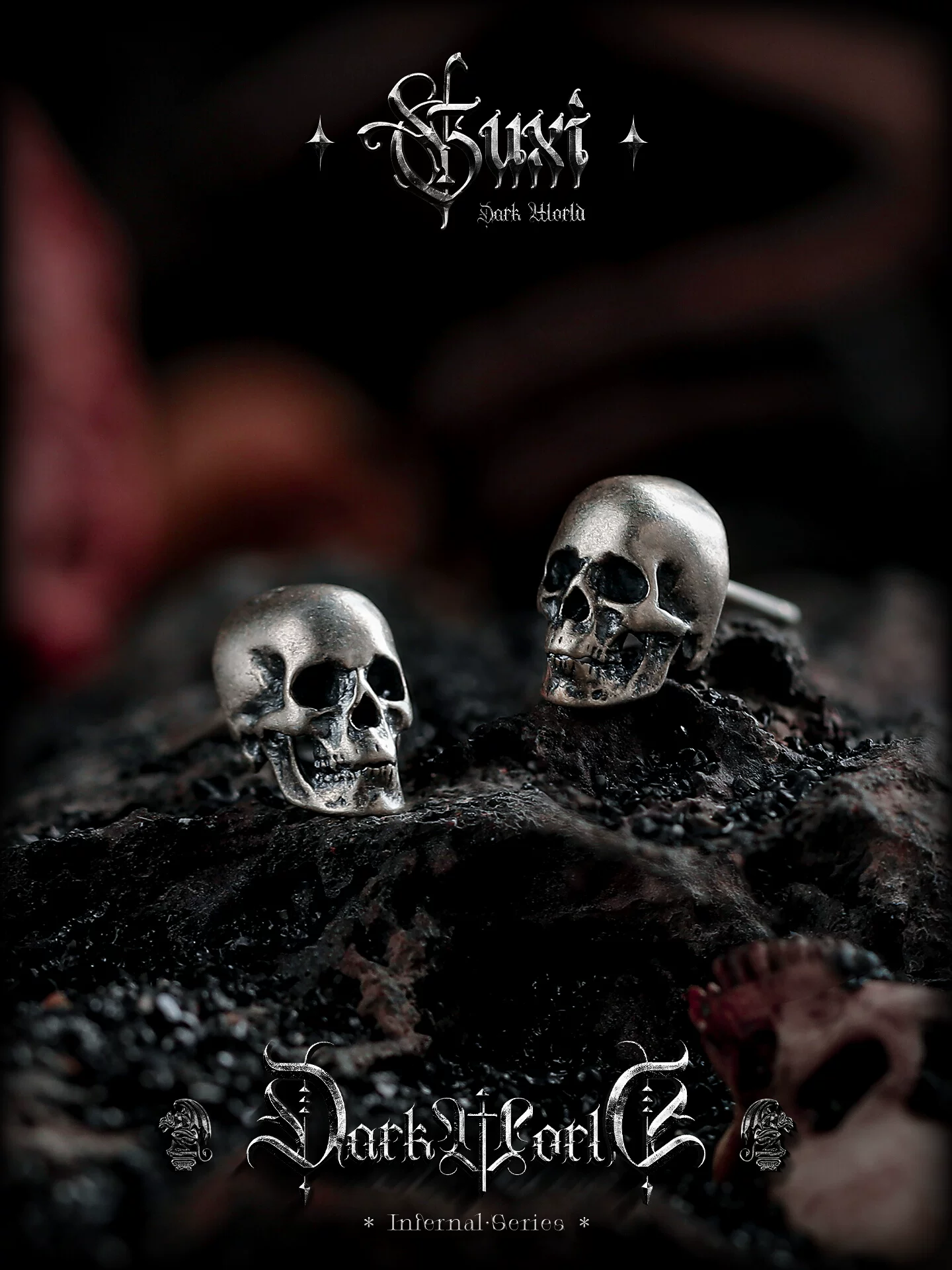 GUXI【骷髅骑士】暗黑风小众925银耳钉男士高级感复古耳饰养耳洞