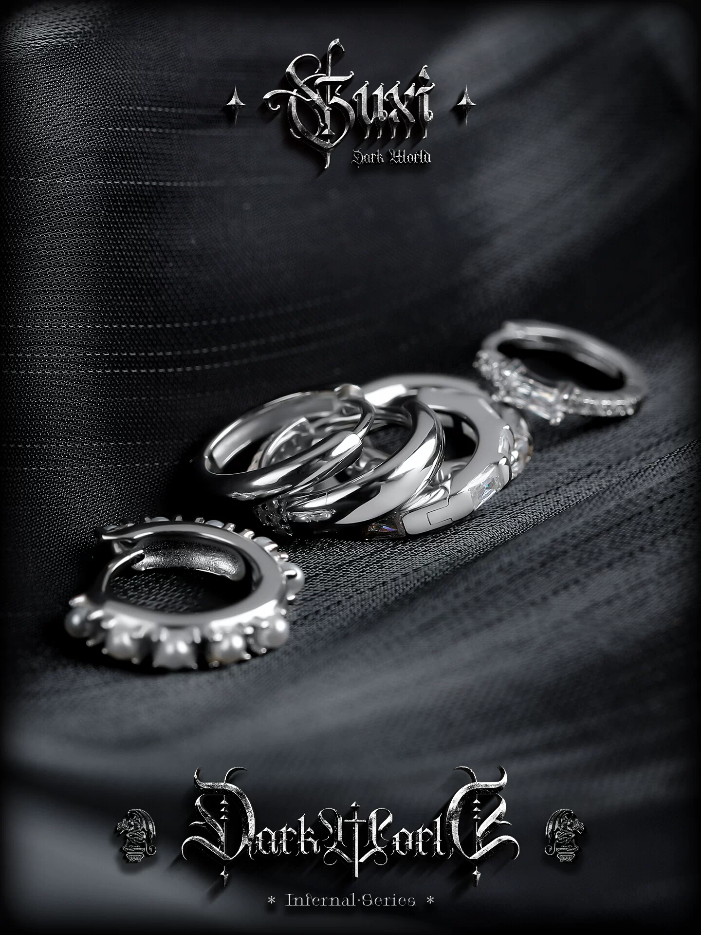 GUXI【弥漫】小众设计感925银耳环男士素圈高级感 白色锆石耳钉女