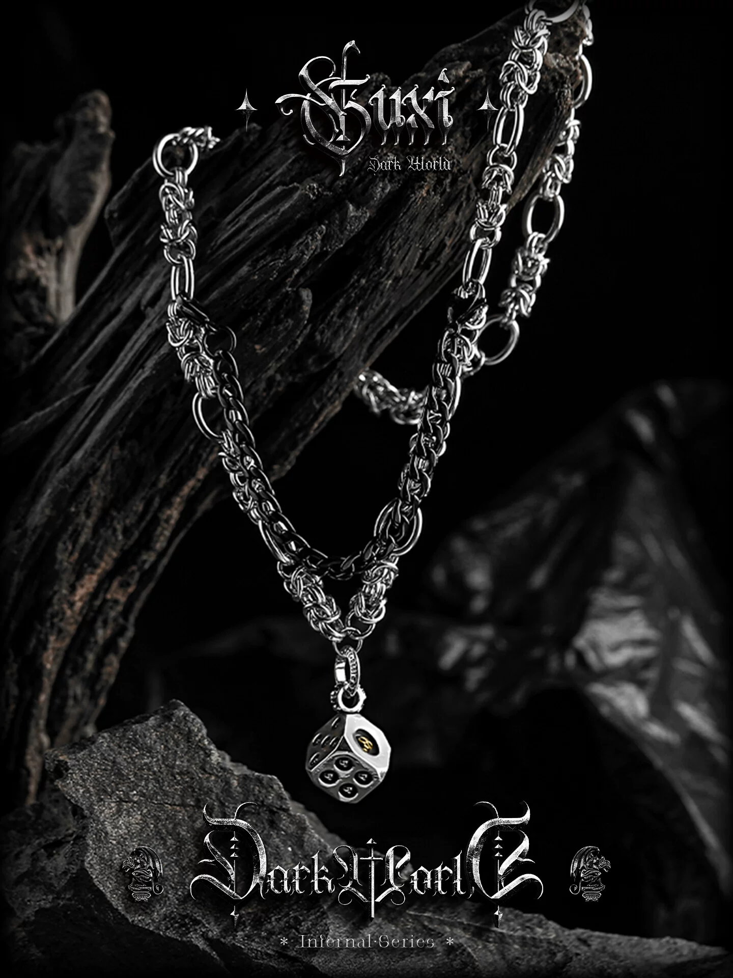 GUXI【对弈】项链男生设计感小众潮牌百搭骰子吊坠毛衣链饰品礼物