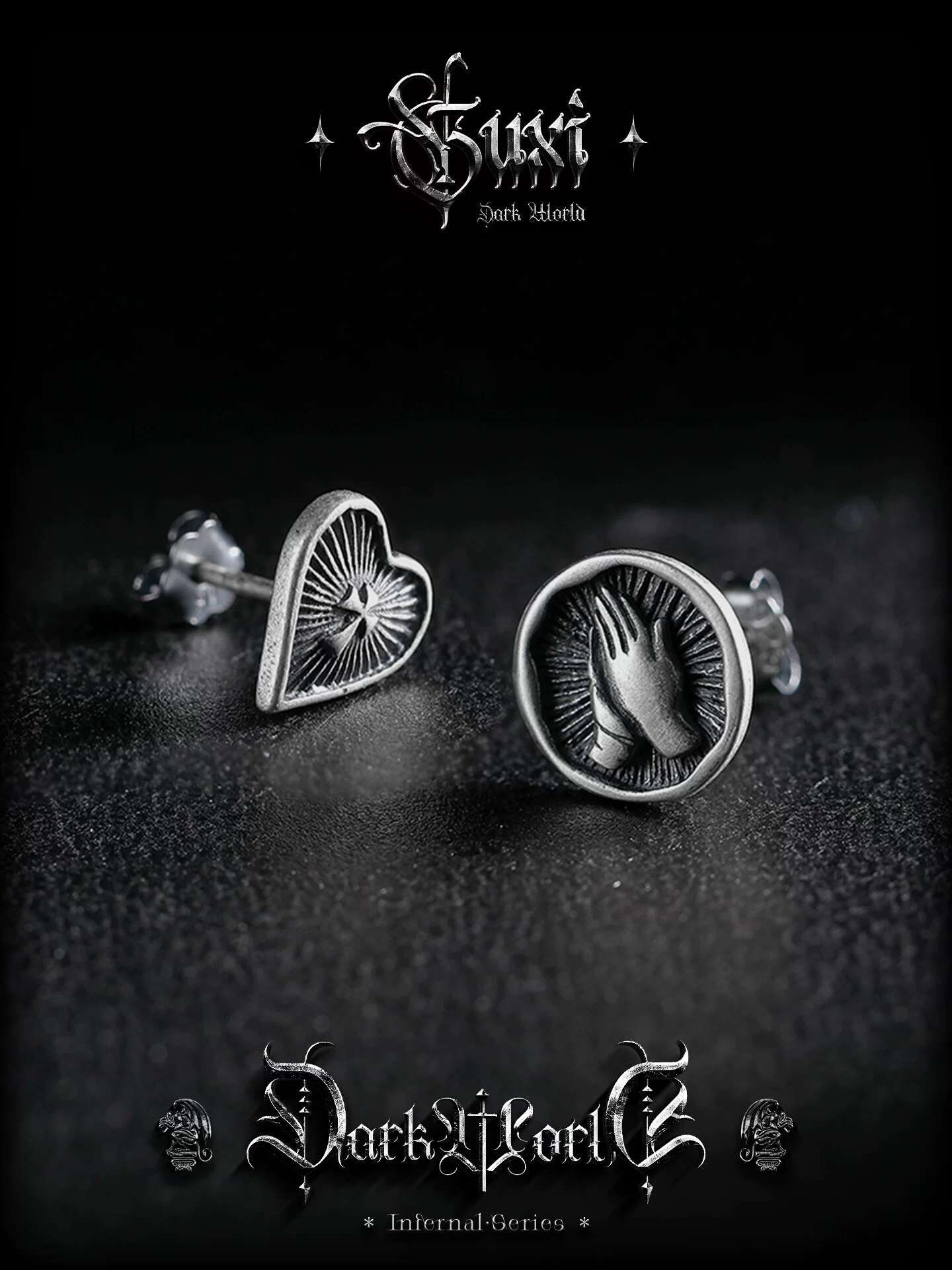 GUXI【浮生】暗黑风925银耳钉男高级感养耳洞小众设计复古耳饰女