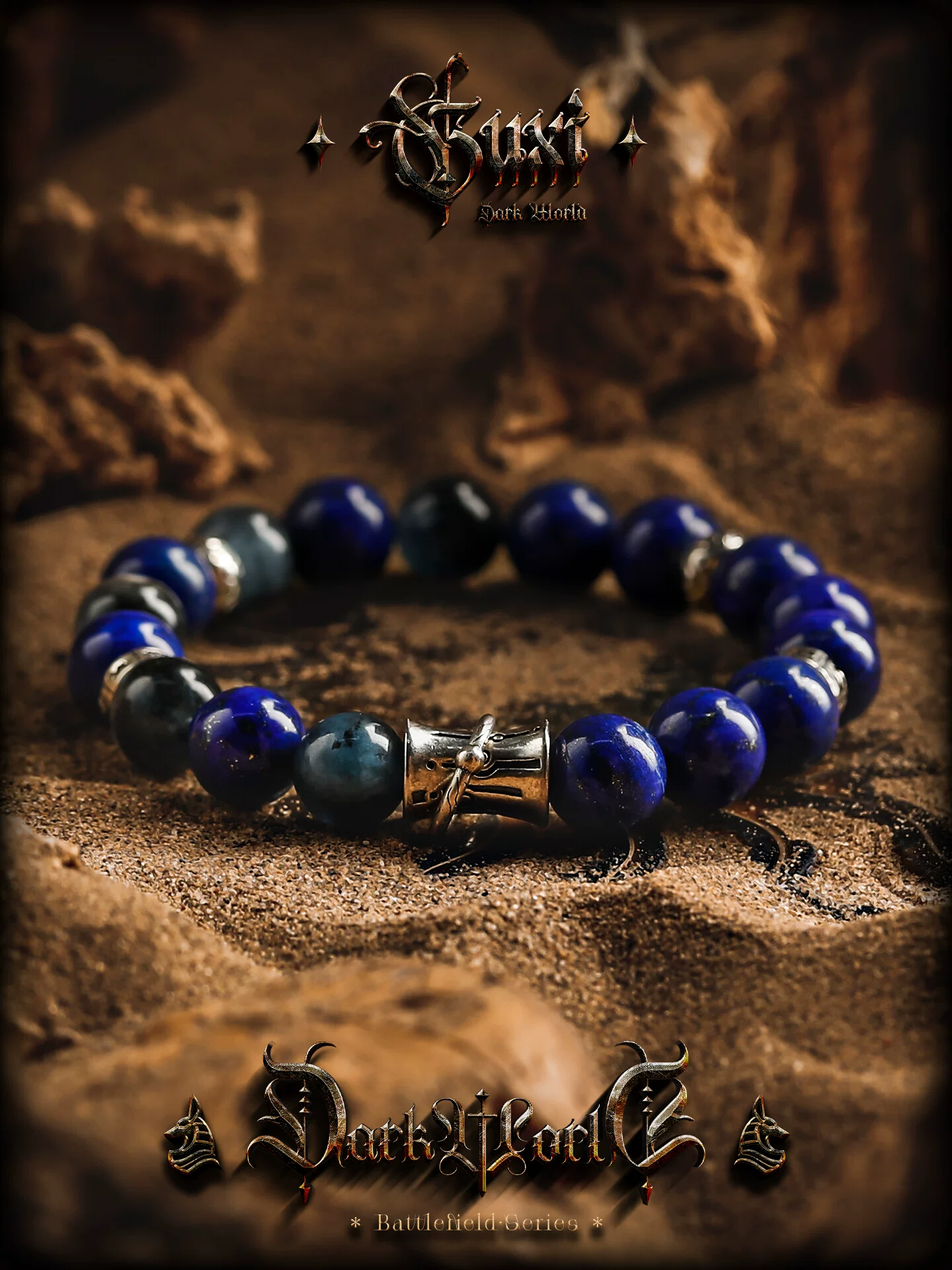 GUXI【命运之轮】阿富汗老料青金石手链男魔鬼蓝海宝手串生日礼物