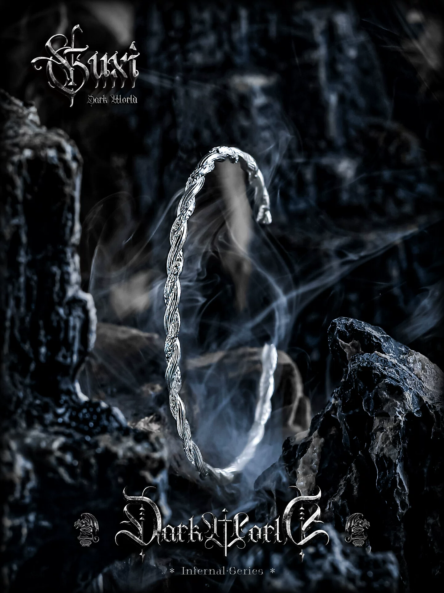 GUXI【交错】暗黑冷淡风925银麻花手镯男高级感手环百搭银饰礼物