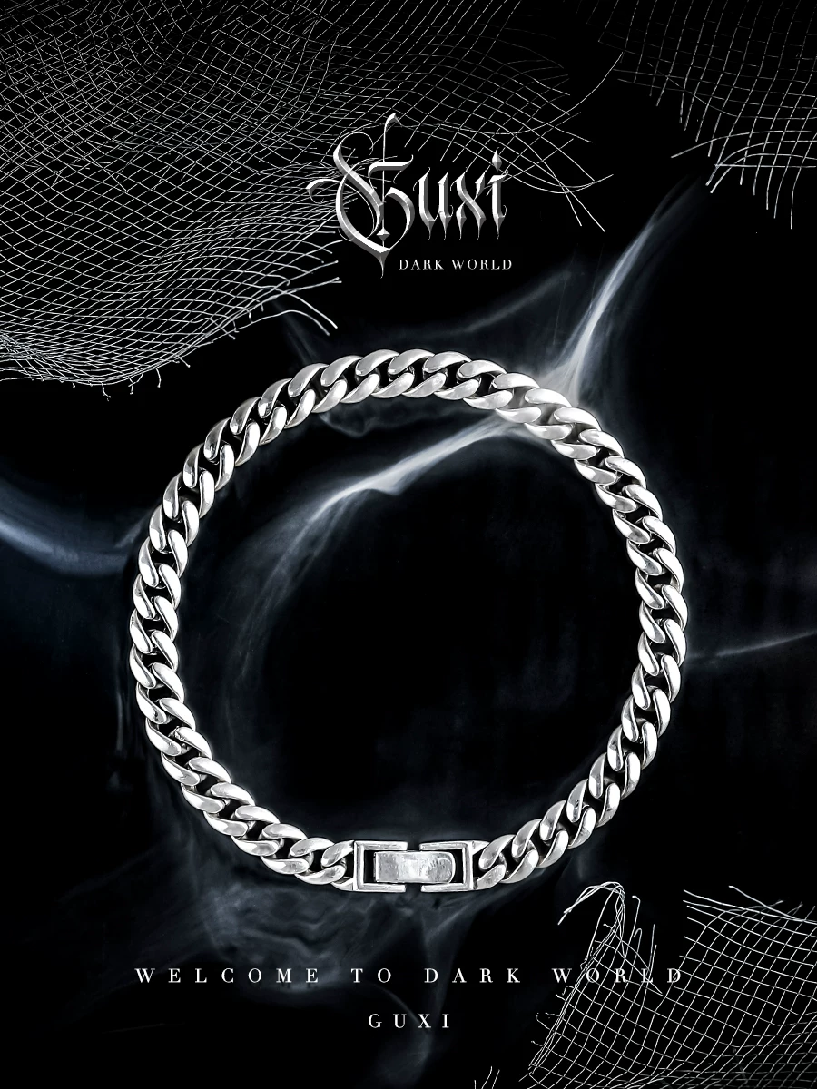 GUXI【博弈】925银古巴手链男高级感简约饰品嘻哈送男友生日礼物
