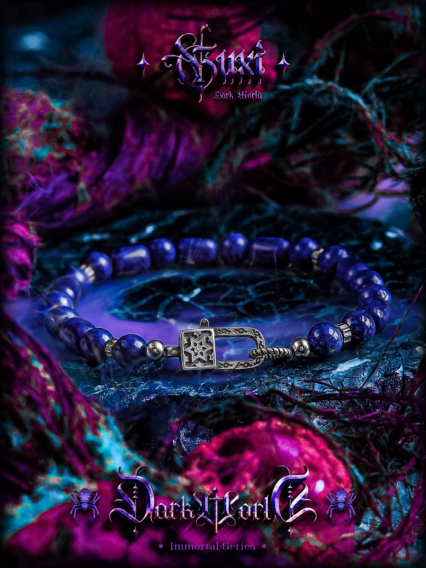 GUXI【天信】帝王蓝青金石手链男高级感珠子手串复古做旧小众饰品