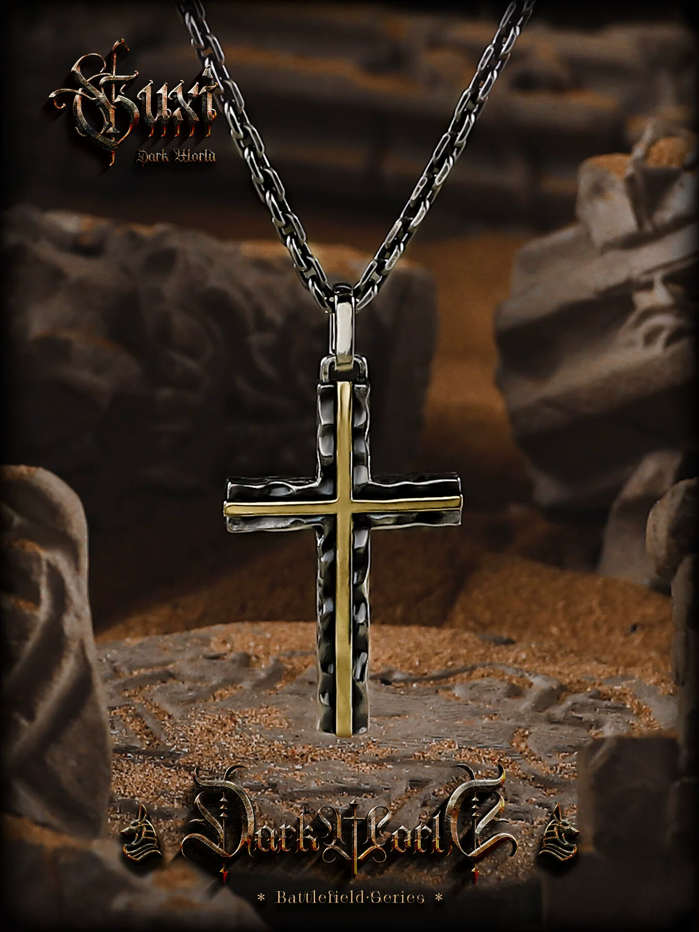 GUXI【晖冠】复古十字架吊坠925银项链男小众饰品冷淡风银饰礼物