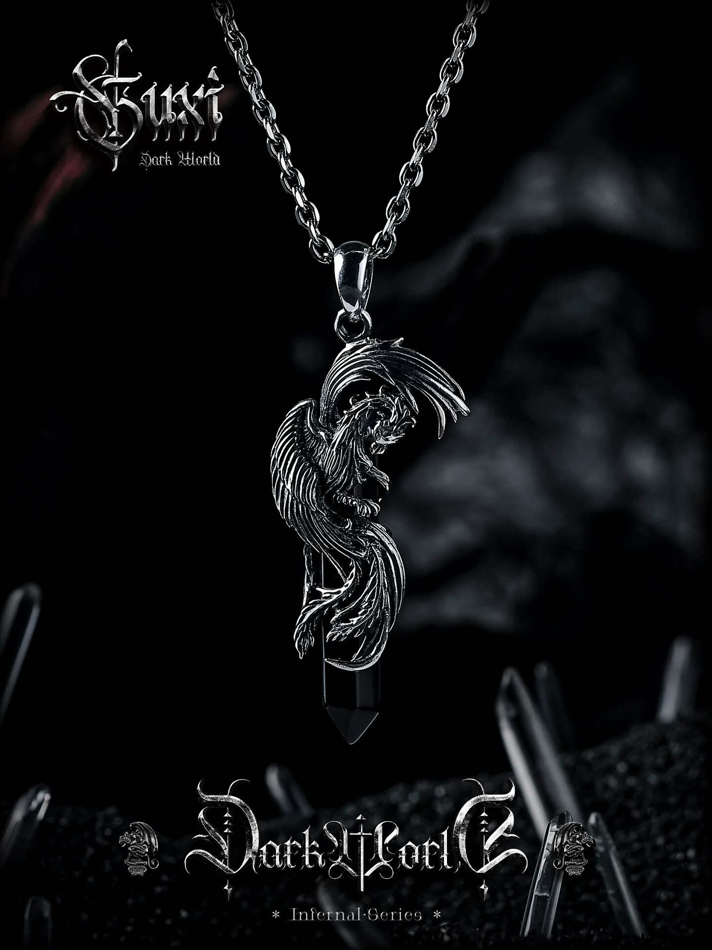 GUXI【凤舞】复古925银吊坠男高级感小众设计轻奢项链饰品礼物