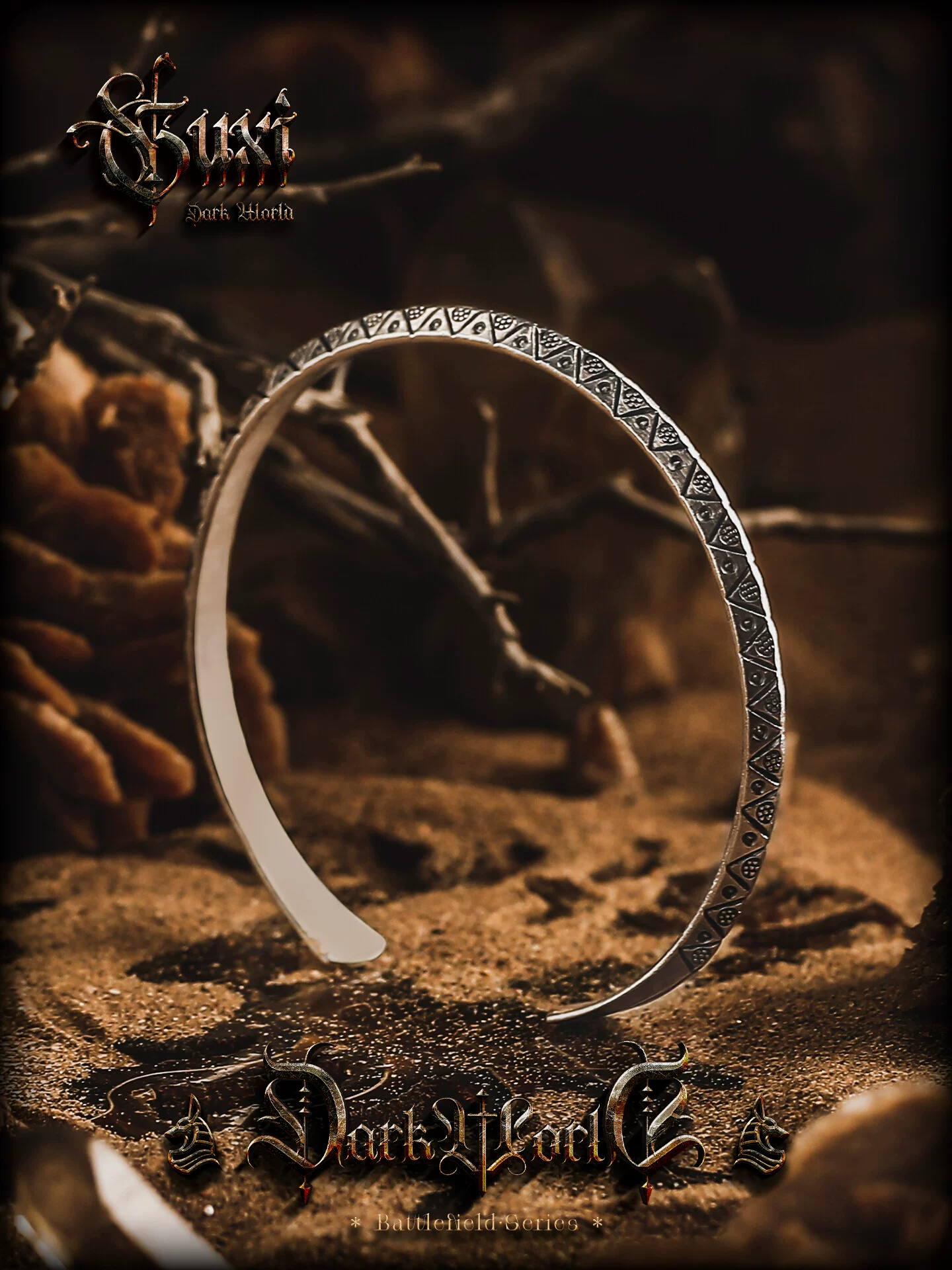 GUXI【迷城】原创复古925银手镯男高级感小众送男友手环简约百搭